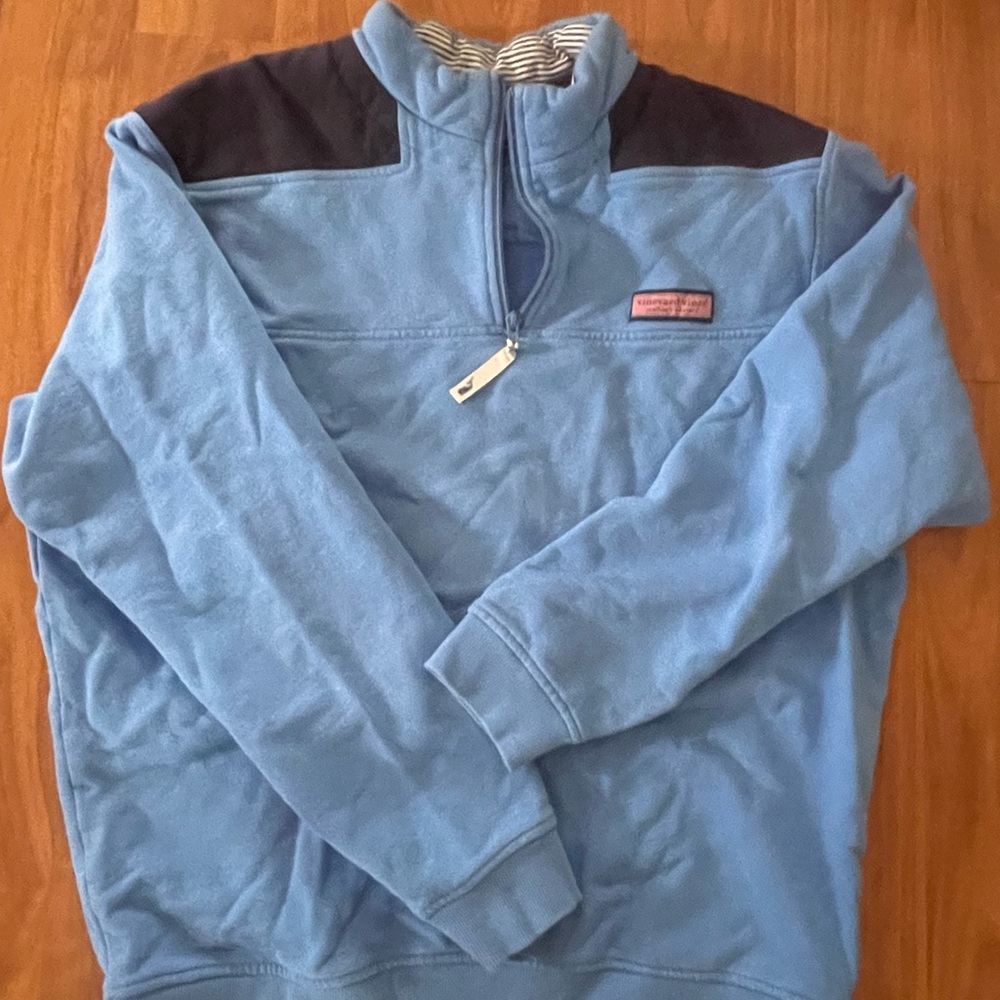 Vineyard Vines Blue and Black Quarter-Zip Sweatshirt